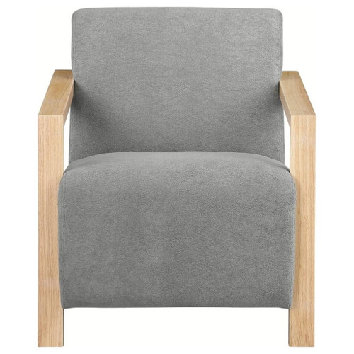 Diego - Upholstered Accent Arm Chair With Wood Arms - Gray