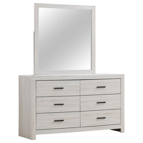 Brantford - 6-Drawer Dresser With Mirror - Coastal White