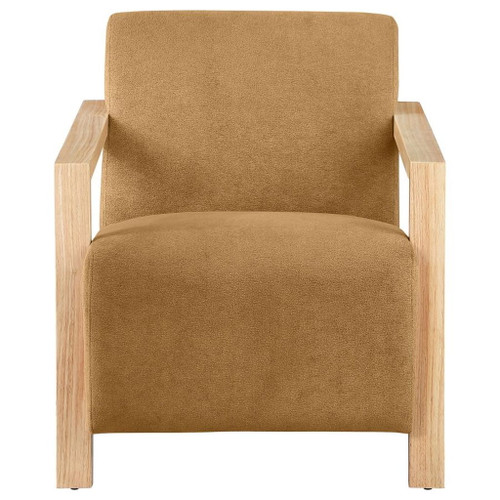 Diego - Upholstered Accent Arm Chair With Wood Arms - Honey