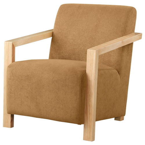 Diego - Upholstered Accent Arm Chair With Wood Arms - Honey
