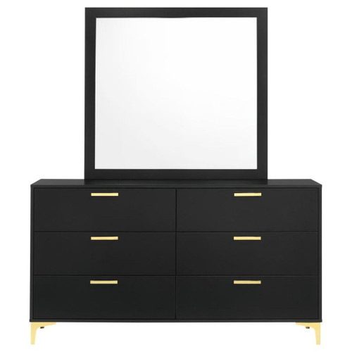 Kendall - 6-Drawer Dresser With Mirror - Black