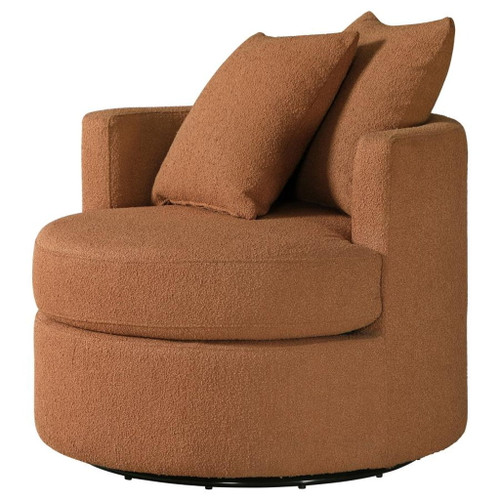 Debbie - Upholstered Swivel Accent Chair - Burnt Orange