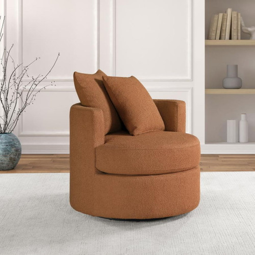 Debbie - Upholstered Swivel Accent Chair - Burnt Orange