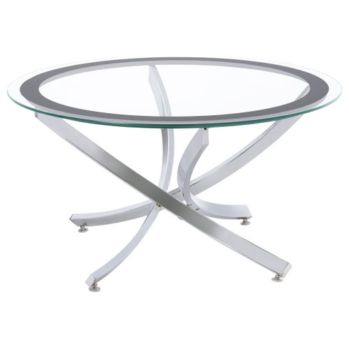 Brooke - 2 Piece Round Glass Top Coffee Table Set - Chrome