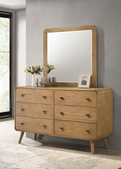 Robyn - 6-Drawer Bedroom Dresser And Mirror - Light Ash