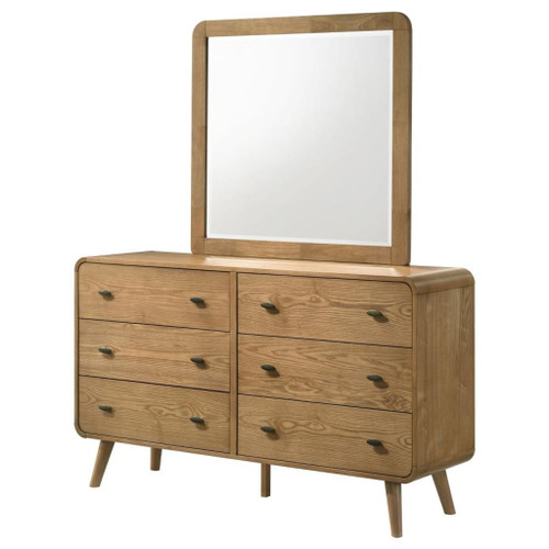Robyn - 6-Drawer Bedroom Dresser And Mirror - Light Ash