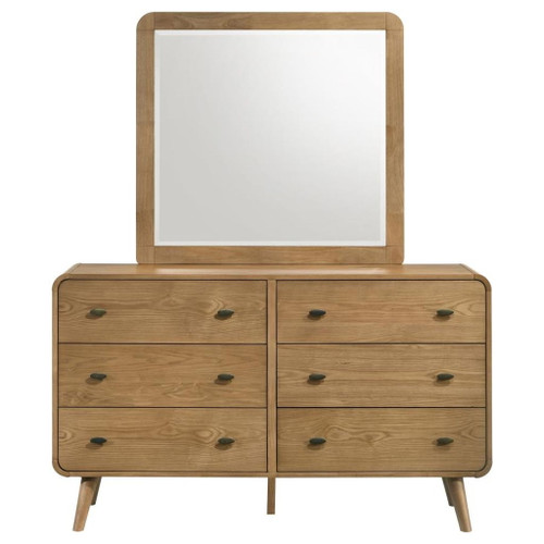 Robyn - 6-Drawer Bedroom Dresser And Mirror - Light Ash