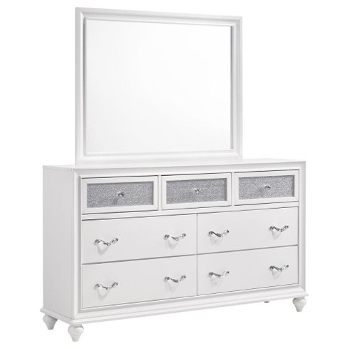 Barzini - 7-Drawer Dresser With Mirror - White