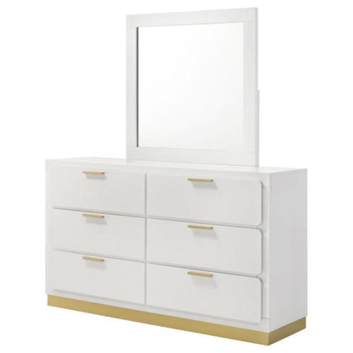 Caraway - 6-Drawer Dresser With Mirror - White
