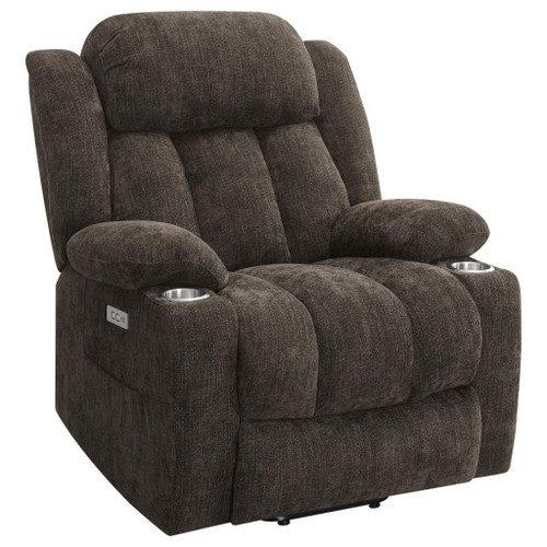 Houston - Upholstered Power Lift Recliner Chair - Dark Brown