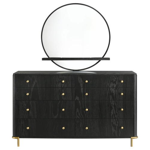 Arini - 8-Drawer Dresser With Mirror - Black