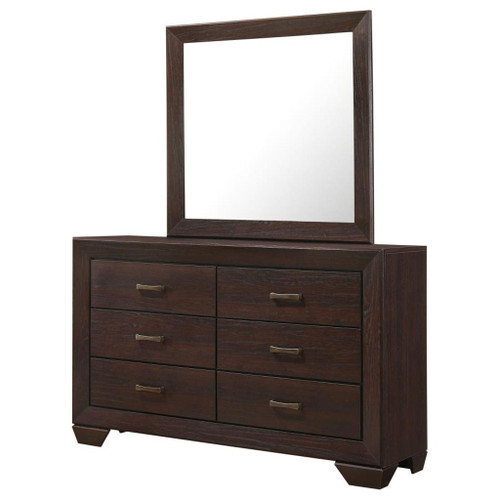 Kauffman - 6-Drawer Dresser With Mirror - Dark Cocoa
