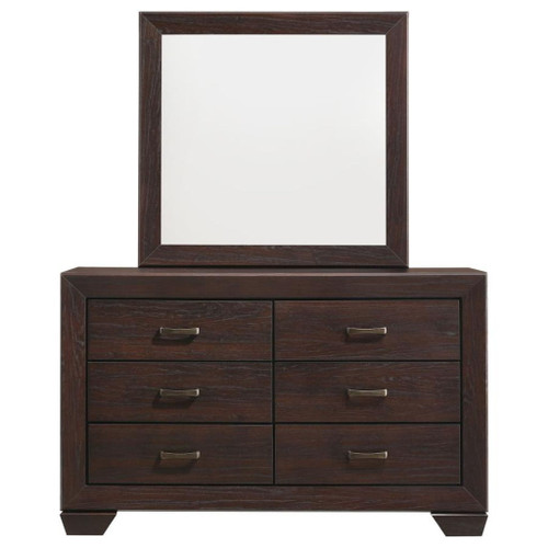 Kauffman - 6-Drawer Dresser With Mirror - Dark Cocoa