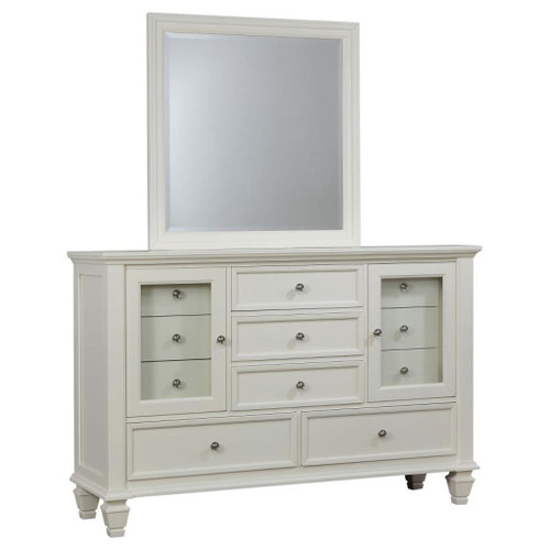 Sandy Beach - 11-Drawer Dresser With Mirror - Cream White