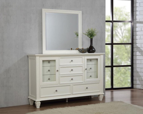 Sandy Beach - 11-Drawer Dresser With Mirror - Cream White