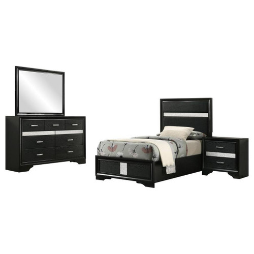 Miranda - 4 Piece Twin Bedroom Set - Black
