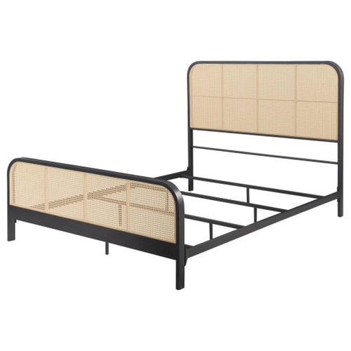 Lanewood - Open Cane Rattan Metal Eastern King Bed - Black
