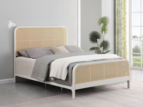 Lanewood - Open Cane Rattan Metal Eastern King Bed - White