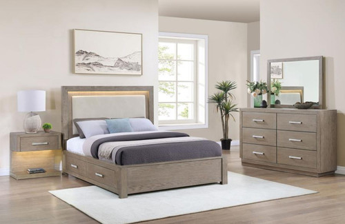 Kenora - 4 Piece California King Bedroom Set - Barley Brown
