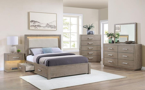 Kenora - 5 Piece Eastern King Bedroom Set - Barley Brown