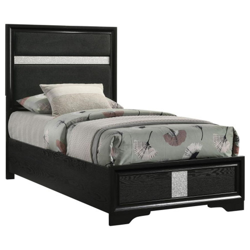 Miranda - Upholstered Twin Panel Bed - Black