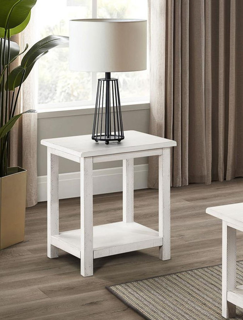 Payne - Wood End Table With Shelf - White