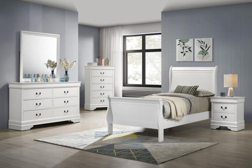 Louis Philippe - 5 Piece Twin Bedroom Set - White