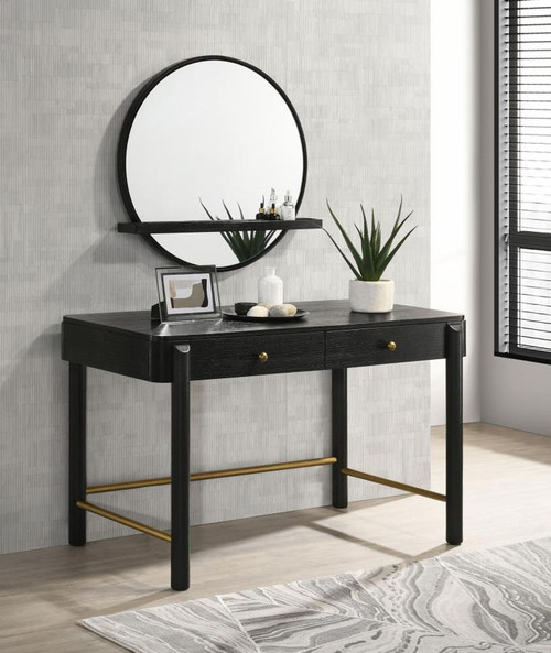 Arini - 2 Piece Makeup Vanity Table And Mirror Set - Black