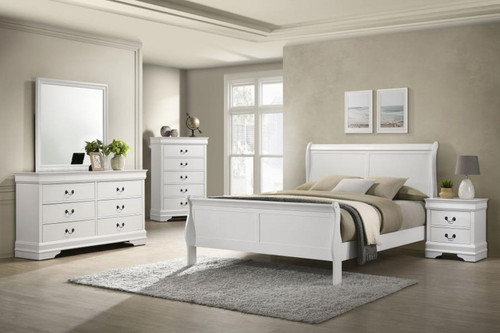 Louis Philippe - 5 Piece Eastern King Bedroom Set - White