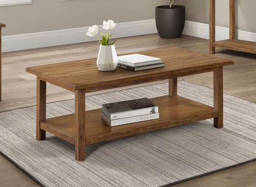 Payne - Wood Coffee Table With Shelf - Distressed Brown
