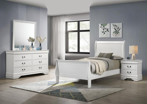 Louis Philippe - 4 Piece Twin Bedroom Set - White