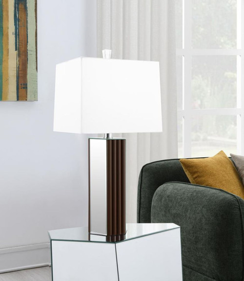 Elena - Square Tapered Mirrored Table Lamp - Brown