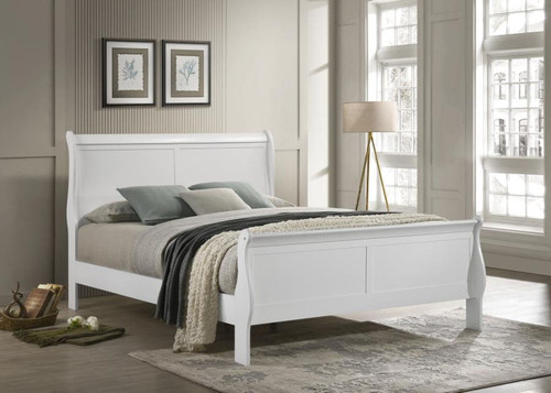 Louis Philippe - Full Sleigh Panel Bed - White