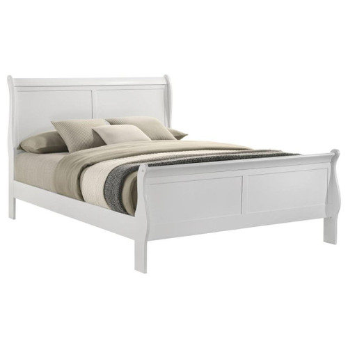 Louis Philippe - Queen Sleigh Panel Bed - White