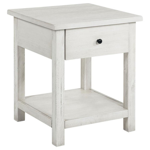 Payne - 1-Drawer Wood End Table With Shelf - White