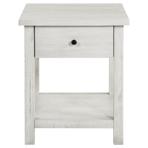 Payne - 1-Drawer Wood End Table With Shelf - White
