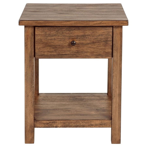 Payne - 1-Drawer Wood End Table With Shelf - Distressed Brown