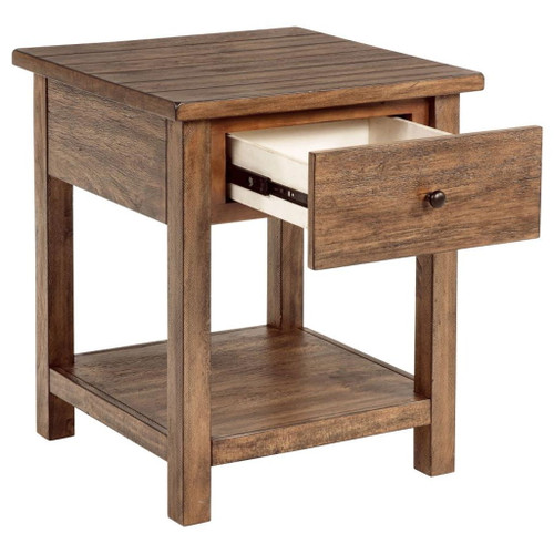 Payne - 1-Drawer Wood End Table With Shelf - Distressed Brown
