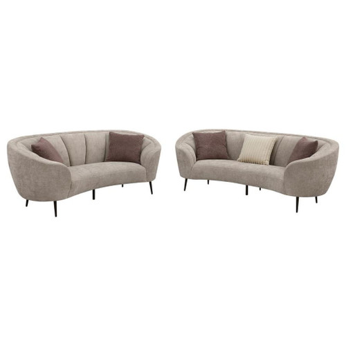 Ellorie - 2 Piece Upholstered Curved Sofa Set - Beige