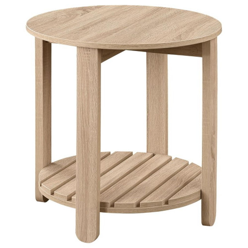 Fowler - 1-Shelf Round Engineered Wood Side End Table - Natural
