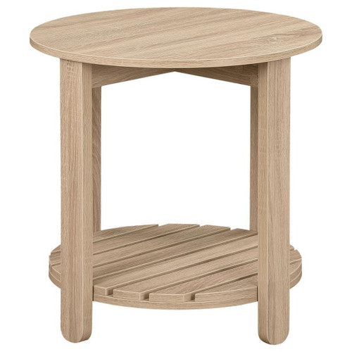 Fowler - 1-Shelf Round Engineered Wood Side End Table - Natural