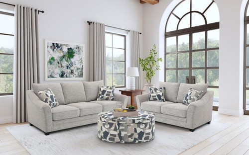 Tomkins - 2 Piece Boucle Upholstered Sofa Set - Light Gray