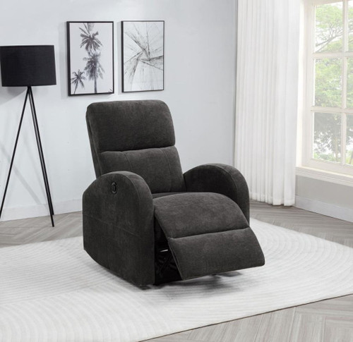 Grant - Fabric Upholstered Power Recliner Chair - Charcoal Gray
