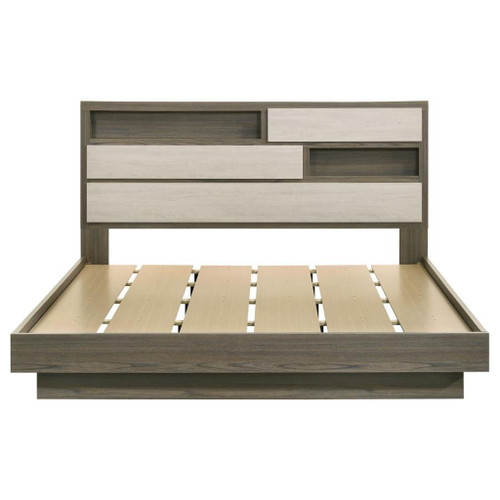 Fenwick - Eastern King Bed Bookcase Headboard - Gray Oak