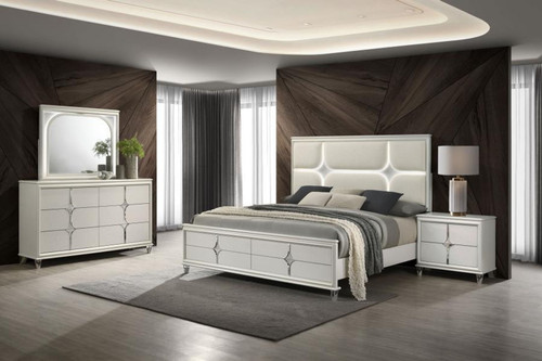 Olivia - 4 Piece Queen Bedroom Set - Pearl White
