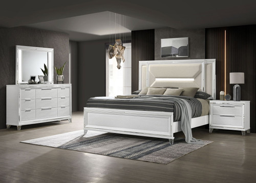 Marmore - 4 Piece Eastern King Bedroom Set - White