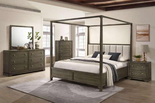 Gran Park - 5 Piece Eastern King Canopy Bedroom Set - Dark Cocoa