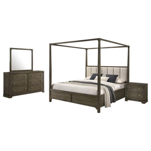 Gran Park - 4 Piece California King Canopy Bedroom Set - Dark Cocoa