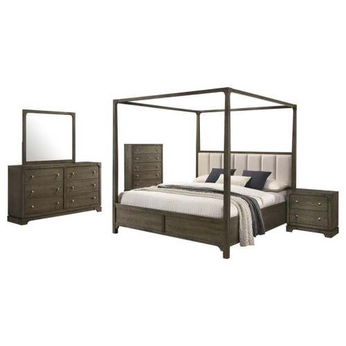 Gran Park - 5 Piece California King Canopy Bedroom Set - Dark Cocoa