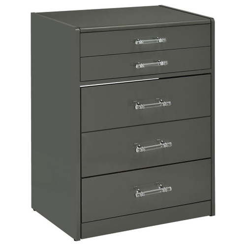 Danbury - 3-Drawer Makeup Vanity & Stool Set - Gray High Gloss